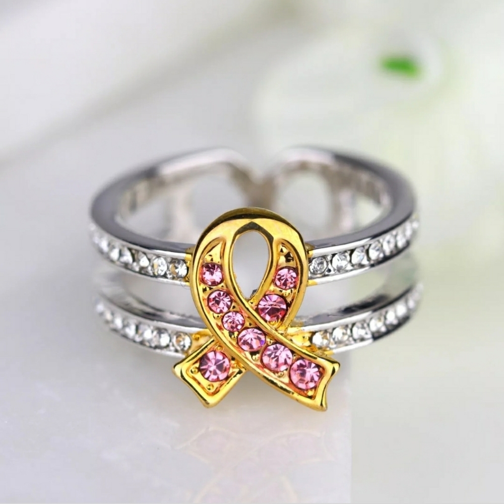 Breast Cancer Awareness Pink Ribbon Ring Hope Ring